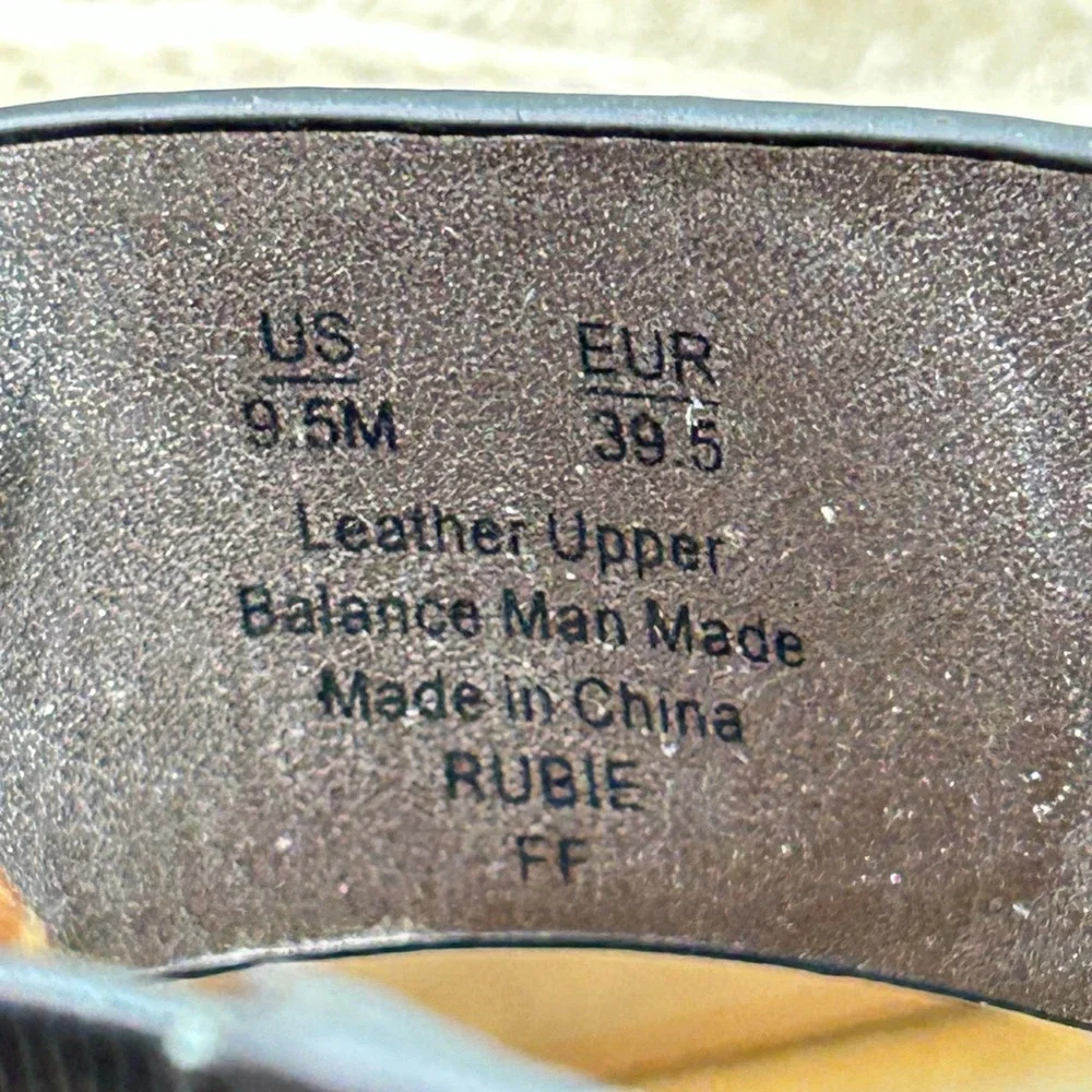 Sam Edelman Rubie Black Leather Double Strap Espadrille Wedge Sandals 9.5M